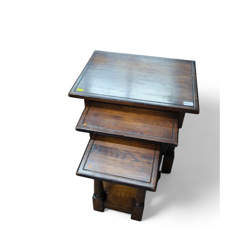 53 - Oak set of 3 nesting tables. Largest W55cm D40cm H51cm