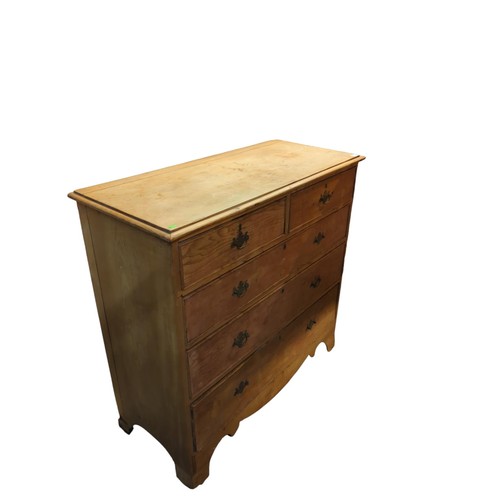 63 - Pine 2 over 3 chest of drawers. W112cm D50cm H108cm