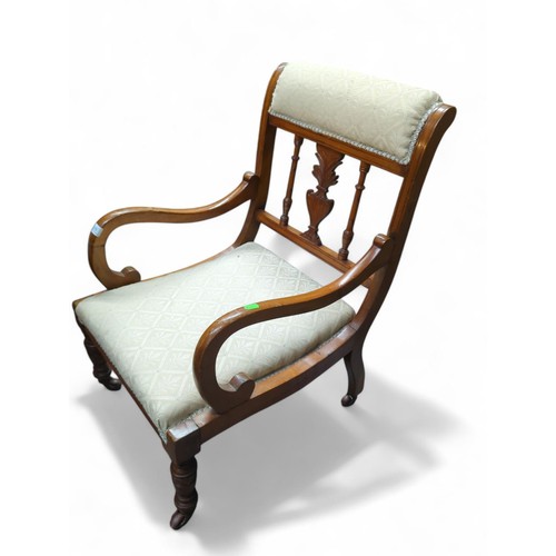 99 - Edwardian nursing chair with wooden frame W48 D63 H75