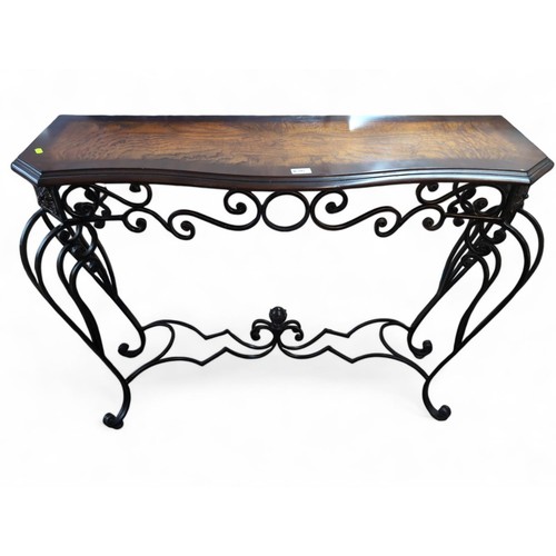 86 - Wrought iron-based hall stand with cabriole legs. W111cm D38cm H85cm.