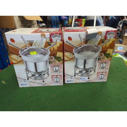 59 - Two stainless steel fondue sets, boxed