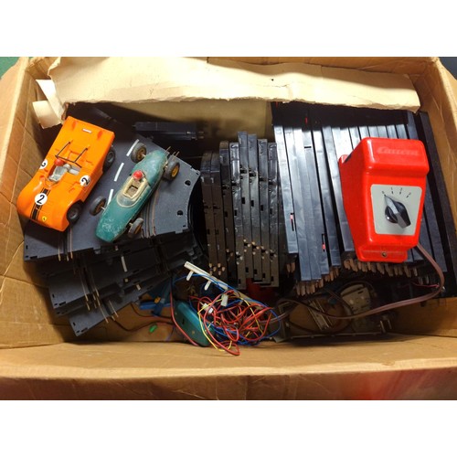 76 - Tri-ang Scalextric set in box together with a box of accessories and track etc.