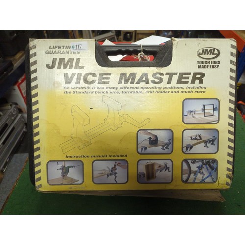 117 - JML vice master ilamp and vice set for work bench use in hard case 