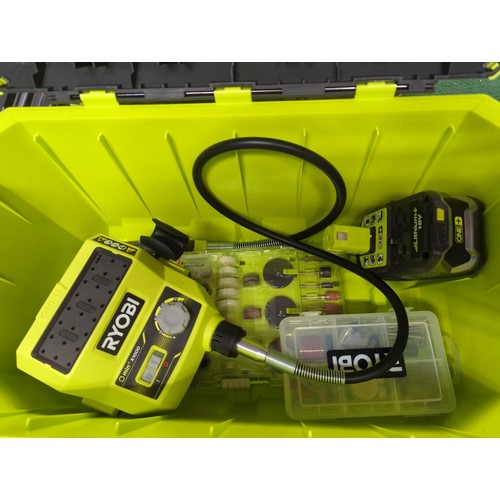 119 - Ryobi one+ 19 inch toolbox containing 18 volt charger, cordless rotary tool (unused)