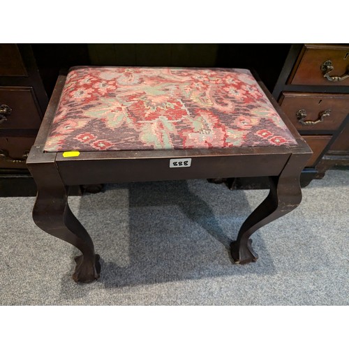 888 - Dressing table stool with ball & claw feet, width 55cm, depth 39.5cm, height 46cm