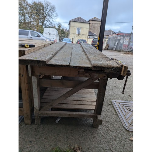 892 - Large vintage work bench. W214cm