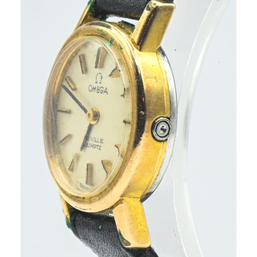 26 - Omega De Ville ladies quartz watch, the signed silvered dial with with raised gold coloured baton ma... 