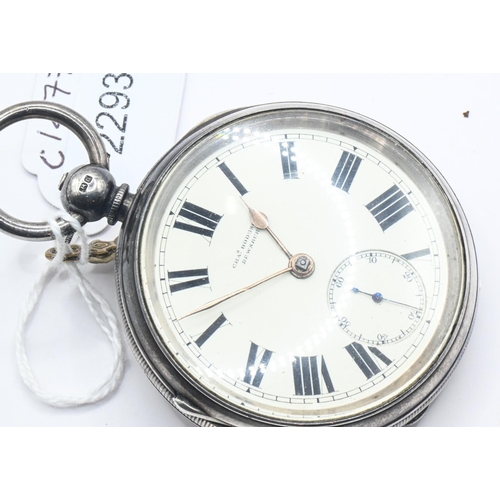 34 - Late Victorian silver cased open face key-wind pocket watch, the white enamel dial with Roman numera... 