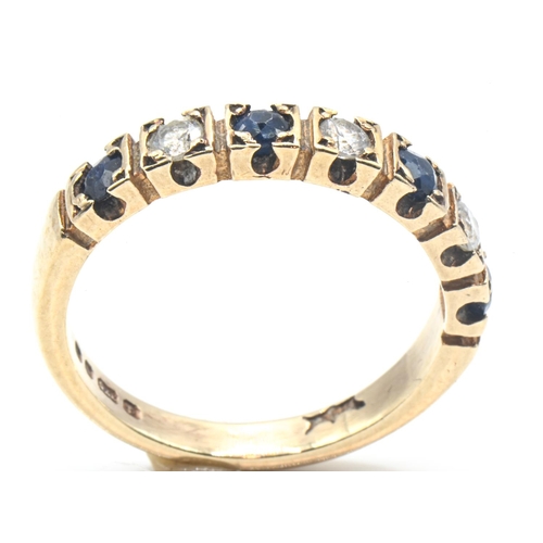 44 - 9ct gold, blue spinel & white stone half hoop ring, hallmarked London 1981, size N, gross weight... 