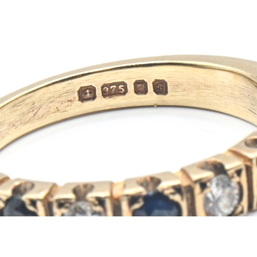 44 - 9ct gold, blue spinel & white stone half hoop ring, hallmarked London 1981, size N, gross weight... 