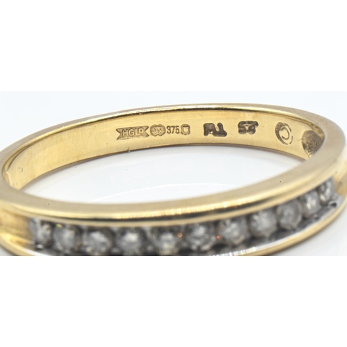 47 - 9ct gold & diamond half hoop ring, London hallmarks, the diamonds together stated to weigh .25 c... 