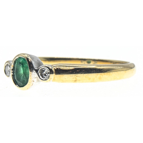 48 - 9ct gold, green stone & diamond ring, hallmarked London 1997, size N1/2, gross weight 2.44 grams... 