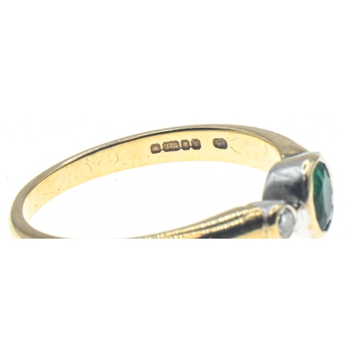 48 - 9ct gold, green stone & diamond ring, hallmarked London 1997, size N1/2, gross weight 2.44 grams... 