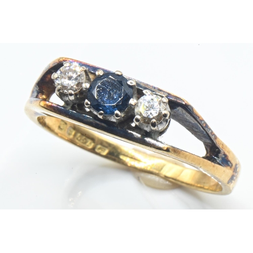 49 - 18ct gold, diamond and sapphire ring, hallmarked London 1976, size L, gross weight 3.43 grams... 