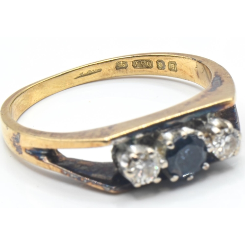 49 - 18ct gold, diamond and sapphire ring, hallmarked London 1976, size L, gross weight 3.43 grams... 