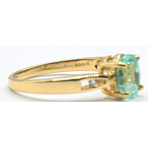 53 - 18ct gold, tourmaline and diamond ring, Birmingham hallmark, size N1/2, gross weight 3.2 grams... 