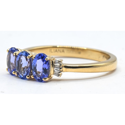 58 - Iliana 18ct gold, tanzanite and diamond ring, stamped 750 and 18K, size R1/2, gross weight 4.35 gram... 