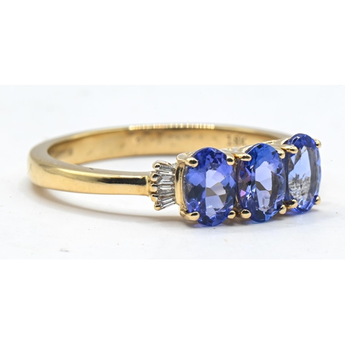 58 - Iliana 18ct gold, tanzanite and diamond ring, stamped 750 and 18K, size R1/2, gross weight 4.35 gram... 