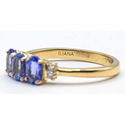 58 - Iliana 18ct gold, tanzanite and diamond ring, stamped 750 and 18K, size R1/2, gross weight 4.35 gram... 