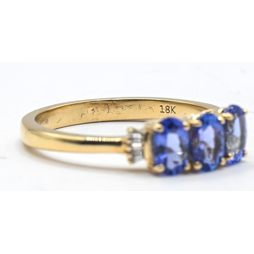 58 - Iliana 18ct gold, tanzanite and diamond ring, stamped 750 and 18K, size R1/2, gross weight 4.35 gram... 