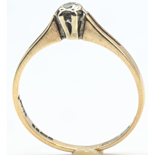 63 - 9ct gold and diamond solitaire ring, hallmarked Birmingham 1977, size N, gross weight 1.5 grams... 