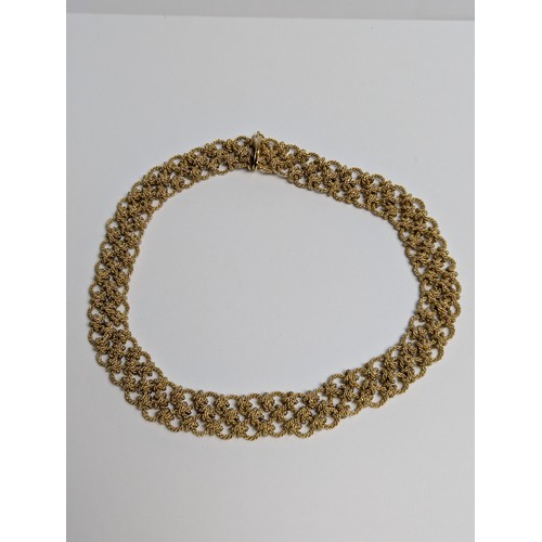 73 - Gay Frères 18ct gold woven rope twist collar necklace, clasp tongue stamped with maker’... 