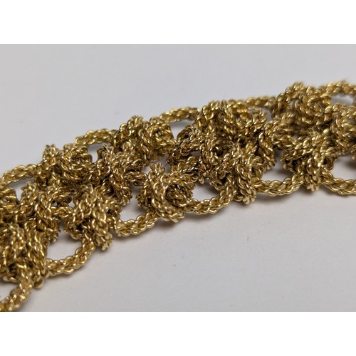 73 - Gay Frères 18ct gold woven rope twist collar necklace, clasp tongue stamped with maker’... 