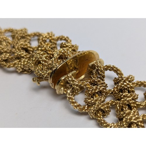 73 - Gay Frères 18ct gold woven rope twist collar necklace, clasp tongue stamped with maker’... 