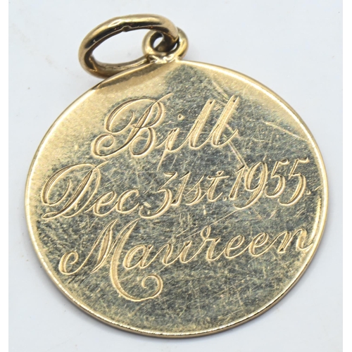 87 - 9ct gold pendant, engraved 'Till death do us part', with personalised dated inscription verso, Birmi... 