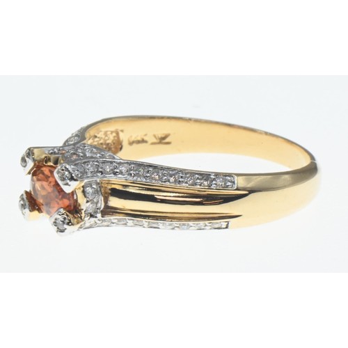 102 - Le Vian 14ct gold, garnet and diamond ring, stamped Le Vian and with Birmingham hallmark, size Q, gr... 