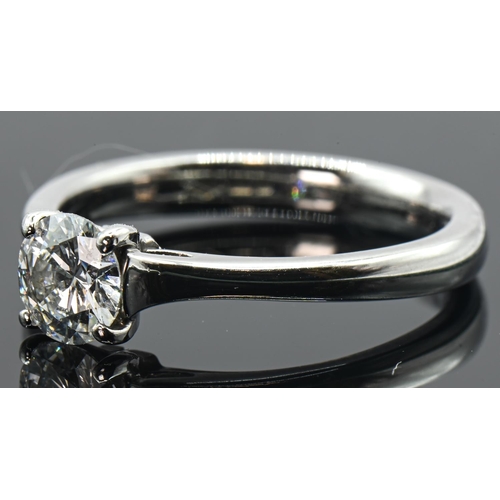 105 - 950 grade platinum and diamond solitaire ring, the brilliant-cut diamond weighing approximately 0.75... 