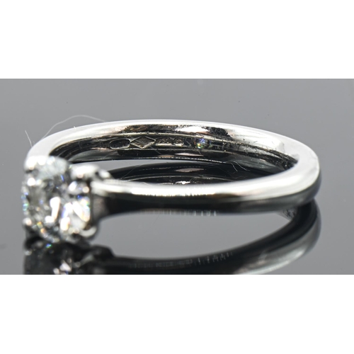 105 - 950 grade platinum and diamond solitaire ring, the brilliant-cut diamond weighing approximately 0.75... 