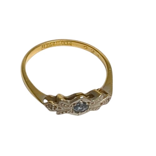 108 - 18ct gold, platinum, blue topaz and diamond ring, marked 18CT & PLAT, size P, gross weight 2.37 ... 