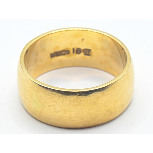 113 - 18ct gold band ring, stamped WM Co 18CT, size K1/2, 7.05 grams