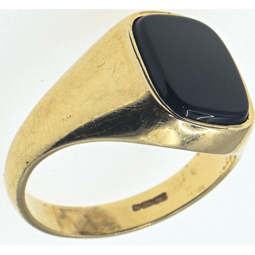 131 - 14ct gold and black onyx signet ring, Birmingham hallmark, size P1/2, gross weight 5.85 grams... 