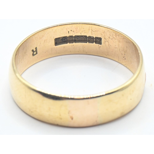 133 - 9ct gold band ring, Birmingham hallmarks, size W1/2, 5.05 grams