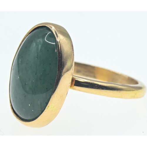 137 - 14ct gold and jadeite jade ring, marked 585 with partial Birmingham hallmark, size M, gross weight 5... 