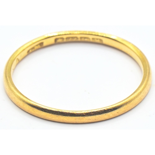 142 - 22ct gold band ring, Birmingham hallmarks, ring P1/2, 1.91 grams