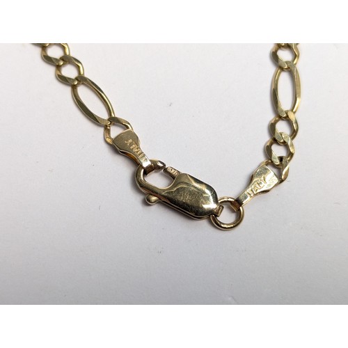 168 - 9ct gold Figaro chain, hallmarked, length 555mm, 7 grams