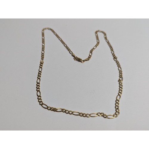 168 - 9ct gold Figaro chain, hallmarked, length 555mm, 7 grams