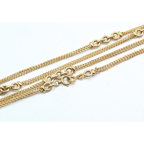 169 - 9ct gold necklace, designed as a double chain with circular link spacers, stamped 375 and ... 