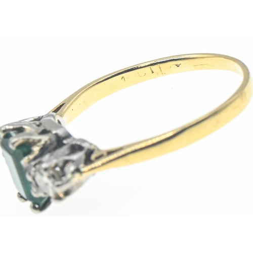 171 - Yellow metal, emerald and diamond ring, rubbed marks, tests as 18ct gold, size L1/2, gross weight 2.... 