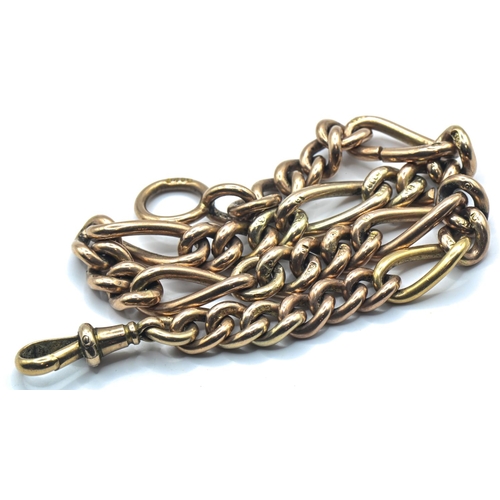 189 - 9ct gold Figaro link fob chain with parrot clasp, each link stamped 9 375 and one elongated link sta... 