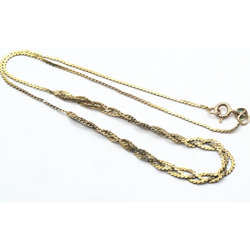 195 - 9ct gold serpentine link necklace with entwined section, hallmarked, length 395mm, 3.9 grams... 