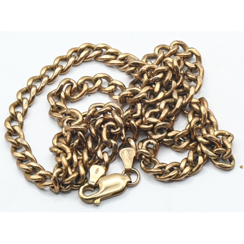 202 - 9ct gold hallmarked Sponsor HPJ flat curb link chain, length 560mm, gross weight 10.36 grams