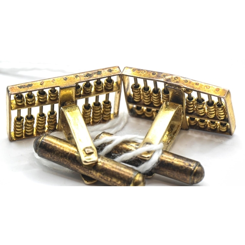 207 - Pair of 14ct gold abacus cufflinks, marked 14K, face dimensions 20 x 12mm, gross weight 7 grams... 