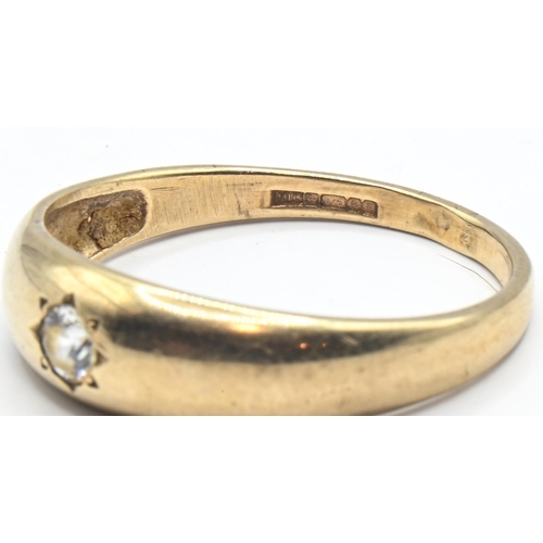 214 - 9ct gold and white stone gents ring, hallmarked Birmingham 1985, size X, gross weight 3.2 grams... 