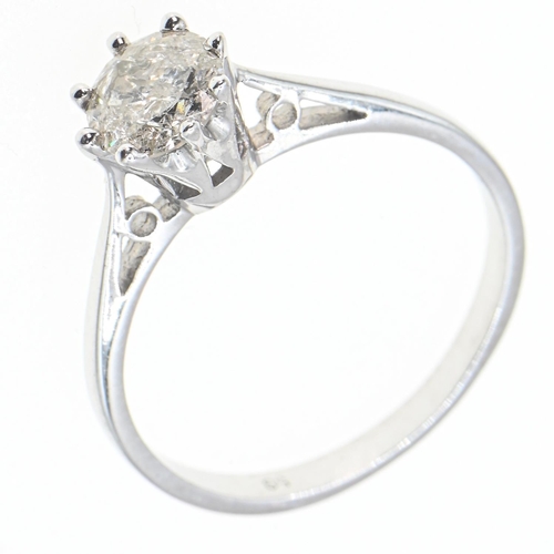 222 - 18ct white gold and diamond solitaire ring, Birmingham hallmark, size L, gross weight 2.1 grams... 