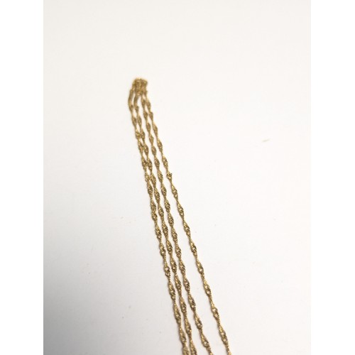 235 - 9ct gold Singapore neck chain, clasp stamped 9CT, length 405mm, 1.07 grams, together with a pair of ... 