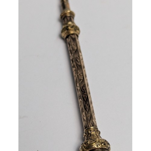 288 - Antique gilt metal jewellery and citrine topped propelling pencil, including a pinchbeck and diamond... 